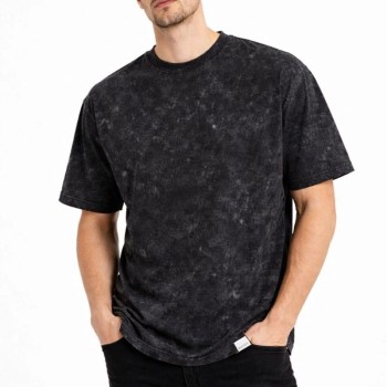 Erkek Asit Yıkama Bisiklet Yaka Kısa Kollu Oversize T-Shirt Tişört - Siyah Erkek Asit Yıkama Bisiklet Yaka Kısa Kollu Oversize T-Shirt Tişört - Siyah