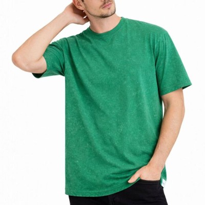 Erkek Asit Yıkama Bisiklet Yaka Kısa Kollu Oversize T-Shirt Tişört - Yeşil Erkek Asit Yıkama Bisiklet Yaka Kısa Kollu Oversize T-Shirt Tişört - Yeşil