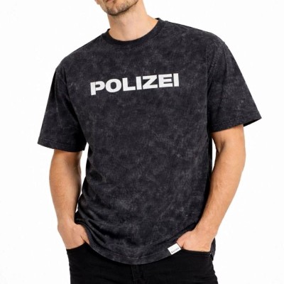 Erkek Asit Yıkamalı Baskılı Tişört Bisiklet Yaka Kısa Kollu Streetwear T-shirt - Siyah Erkek Asit Yıkamalı Baskılı Tişört Bisiklet Yaka Kısa Kollu Streetwear T-shirt - Siyah