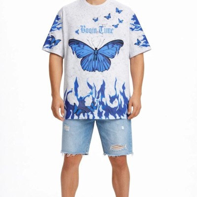 Erkek Asit Yıkamalı Oversize Tişört Bisiklet Yaka Kısa Kol T-shirt - Beyaz Erkek Asit Yıkamalı Oversize Tişört Bisiklet Yaka Kısa Kol T-shirt - Beyaz