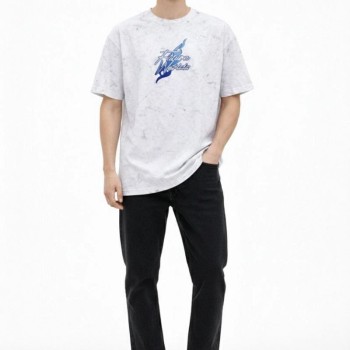 Erkek Asit Yıkamalı Oversize Tişört Bisiklet Yaka Kısa Kol T-shirt - Beyaz Erkek Asit Yıkamalı Oversize Tişört Bisiklet Yaka Kısa Kol T-shirt - Beyaz