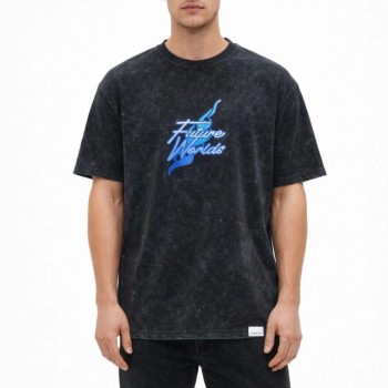 Erkek Asit Yıkamalı Oversize Tişört Bisiklet Yaka Kısa Kol T-shirt - Siyah Erkek Asit Yıkamalı Oversize Tişört Bisiklet Yaka Kısa Kol T-shirt - Siyah