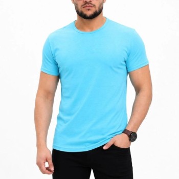 Erkek Basic Tişört Bisiklet Yaka Kısa Kol Günlük Yazlık Slim fit T-Shirt - Açık Mavi Erkek Basic Tişört Bisiklet Yaka Kısa Kol Günlük Yazlık Slim fit T-Shirt - Açık Mavi