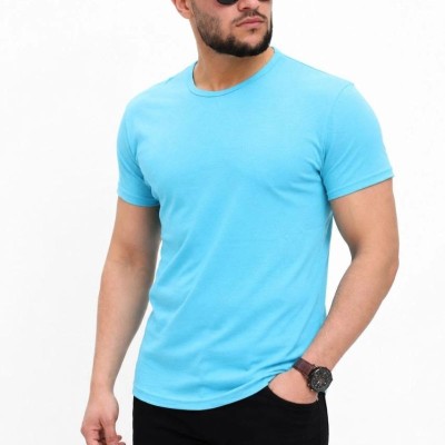 Erkek Basic Tişört Bisiklet Yaka Kısa Kol Günlük Yazlık Slim fit T-Shirt - Açık Mavi Erkek Basic Tişört Bisiklet Yaka Kısa Kol Günlük Yazlık Slim fit T-Shirt - Açık Mavi