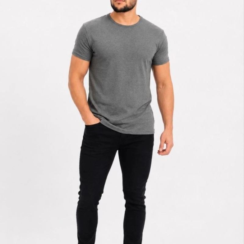 Erkek Basic Tişört Bisiklet Yaka Kısa Kol Günlük Yazlık Slim fit T-Shirt - Antrasit Erkek Basic Tişört Bisiklet Yaka Kısa Kol Günlük Yazlık Slim fit T-Shirt - Antrasit