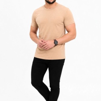 Erkek Basic Tişört Bisiklet Yaka Kısa Kol Günlük Yazlık Slim fit T-Shirt - Bej Erkek Basic Tişört Bisiklet Yaka Kısa Kol Günlük Yazlık Slim fit T-Shirt - Bej