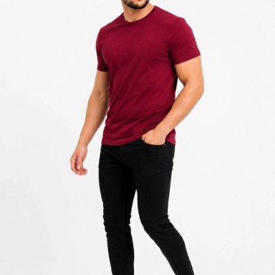 Erkek Basic Tişört Bisiklet Yaka Kısa Kol Günlük Yazlık Slim fit T-Shirt - Bordo Erkek Basic Tişört Bisiklet Yaka Kısa Kol Günlük Yazlık Slim fit T-Shirt - Bordo