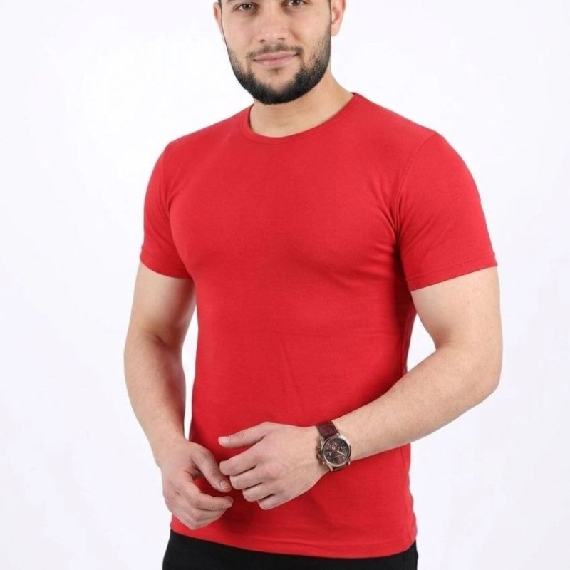 Erkek Basic Tişört Bisiklet Yaka Kısa Kol Günlük Yazlık Slim fit T-Shirt - Kırmızı Erkek Basic Tişört Bisiklet Yaka Kısa Kol Günlük Yazlık Slim fit T-Shirt - Kırmızı