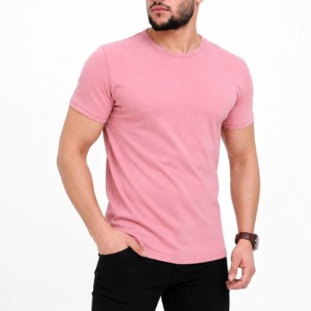 Erkek Basic Tişört Bisiklet Yaka Kısa Kol Günlük Yazlık Slim fit T-Shirt - Pembe Erkek Basic Tişört Bisiklet Yaka Kısa Kol Günlük Yazlık Slim fit T-Shirt - Pembe
