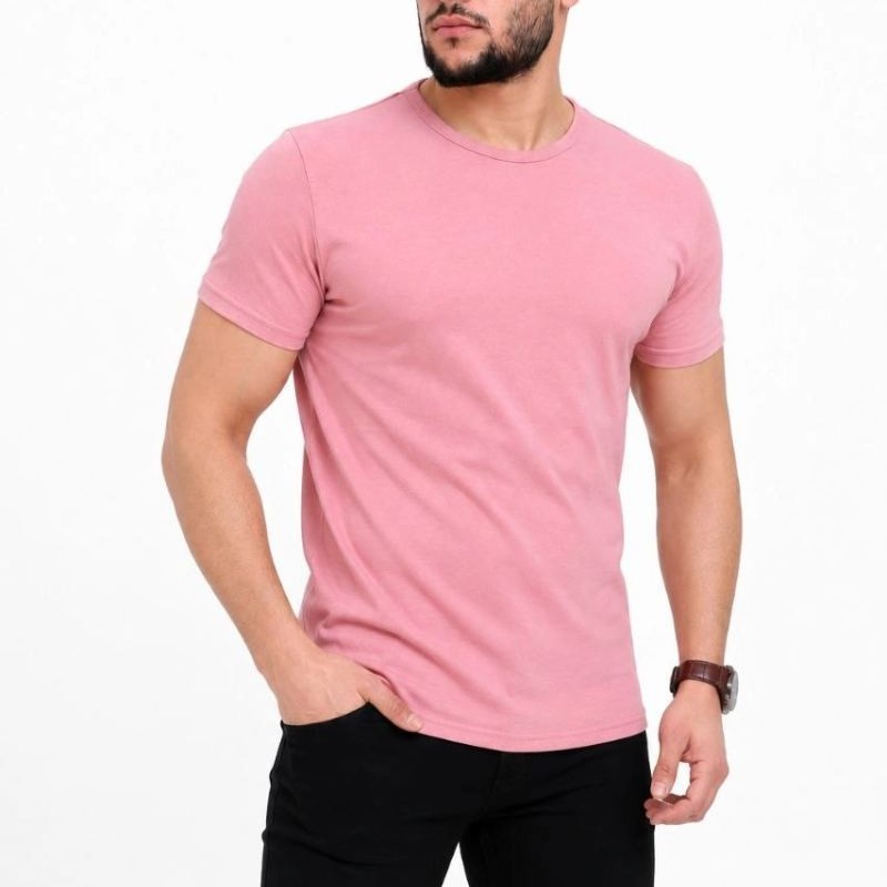 Erkek Basic Tişört Bisiklet Yaka Kısa Kol Günlük Yazlık Slim fit T-Shirt - Pembe Erkek Basic Tişört Bisiklet Yaka Kısa Kol Günlük Yazlık Slim fit T-Shirt - Pembe