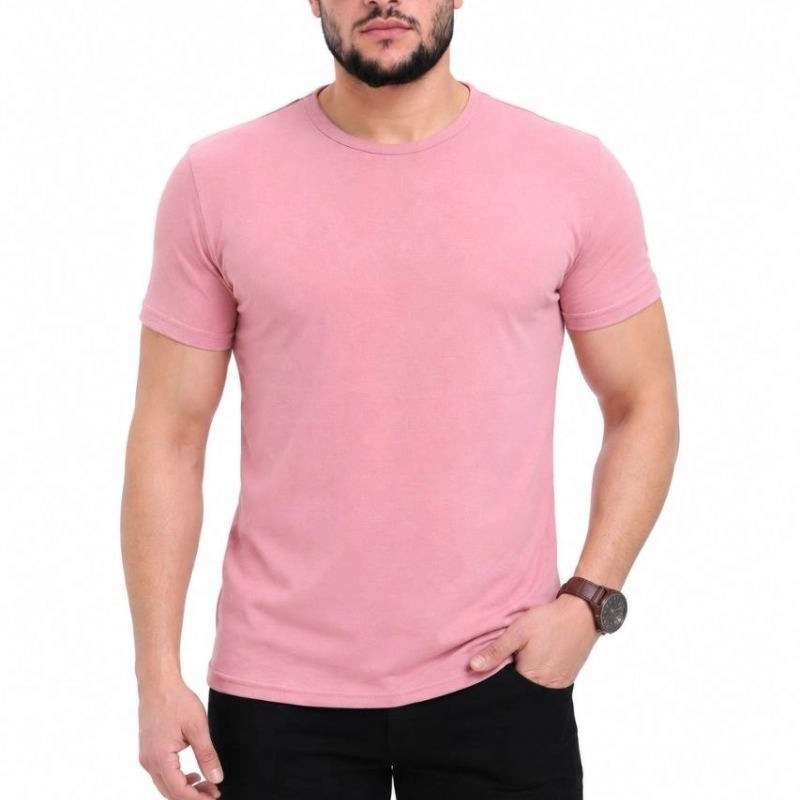Erkek Basic Tişört Bisiklet Yaka Kısa Kol Günlük Yazlık Slim fit T-Shirt - Pembe Erkek Basic Tişört Bisiklet Yaka Kısa Kol Günlük Yazlık Slim fit T-Shirt - Pembe