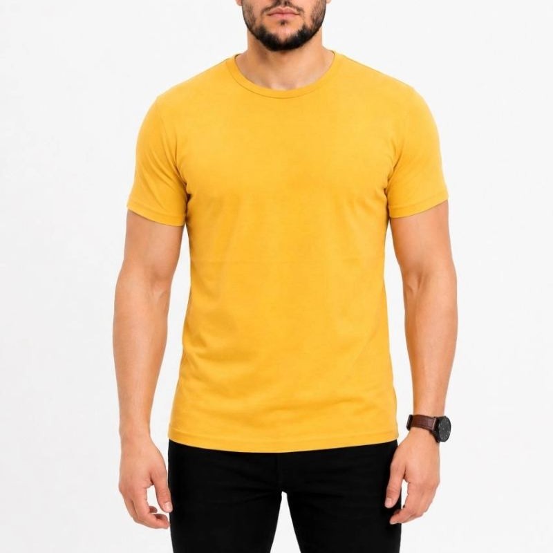 Erkek Basic Tişört Bisiklet Yaka Kısa Kol Günlük Yazlık Slim fit T-Shirt - Sarı Erkek Basic Tişört Bisiklet Yaka Kısa Kol Günlük Yazlık Slim fit T-Shirt - Sarı