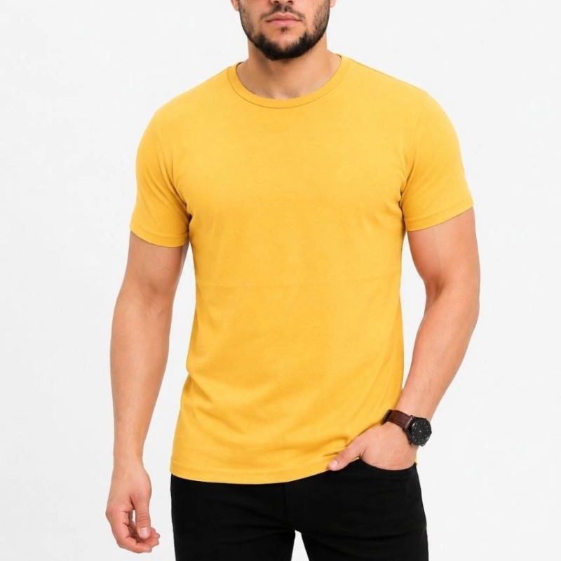 Erkek Basic Tişört Bisiklet Yaka Kısa Kol Günlük Yazlık Slim fit T-Shirt - Sarı Erkek Basic Tişört Bisiklet Yaka Kısa Kol Günlük Yazlık Slim fit T-Shirt - Sarı