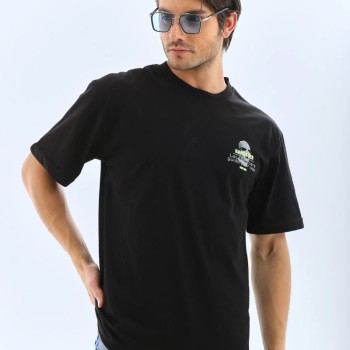 Erkek Baskılı Bisiklet Yaka Kısa kol T-Shirt - Siyah Erkek Baskılı Bisiklet Yaka Kısa kol T-Shirt - Siyah