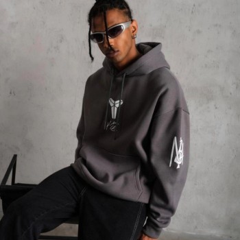 Erkek Baskılı Kapüşonlu 3 iplik pamuklu Hoodie Sweatshirt - Gri Erkek Baskılı Kapüşonlu 3 iplik pamuklu Hoodie Sweatshirt - Gri