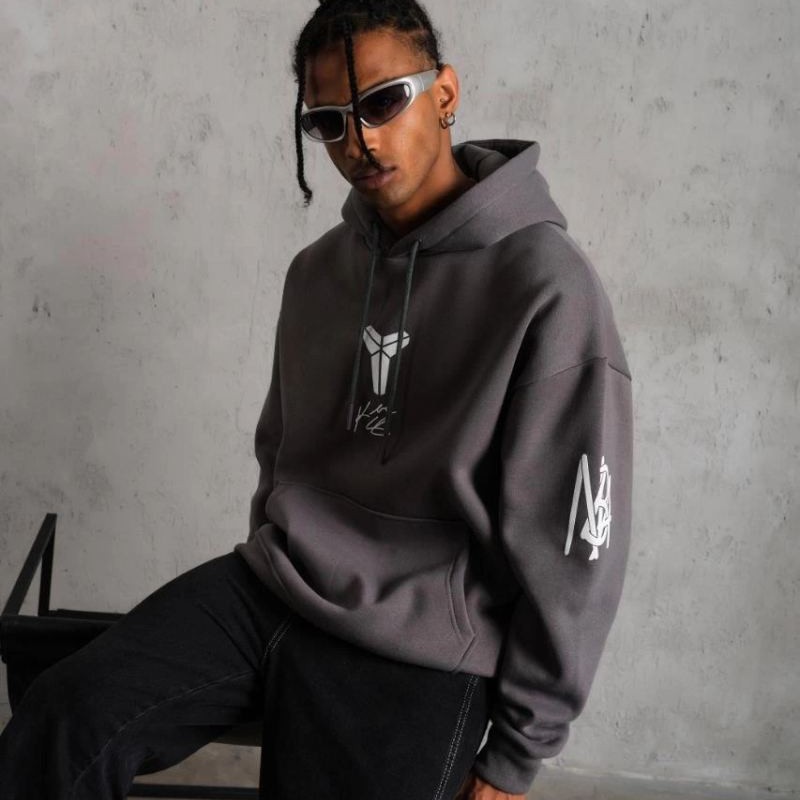 Erkek Baskılı Kapüşonlu 3 iplik pamuklu Hoodie Sweatshirt - Gri Erkek Baskılı Kapüşonlu 3 iplik pamuklu Hoodie Sweatshirt - Gri