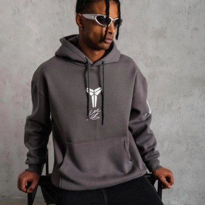 Erkek Baskılı Kapüşonlu 3 iplik pamuklu Hoodie Sweatshirt - Gri Erkek Baskılı Kapüşonlu 3 iplik pamuklu Hoodie Sweatshirt - Gri