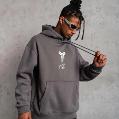 Erkek Baskılı Kapüşonlu 3 iplik pamuklu Hoodie Sweatshirt - Gri Erkek Baskılı Kapüşonlu 3 iplik pamuklu Hoodie Sweatshirt - Gri