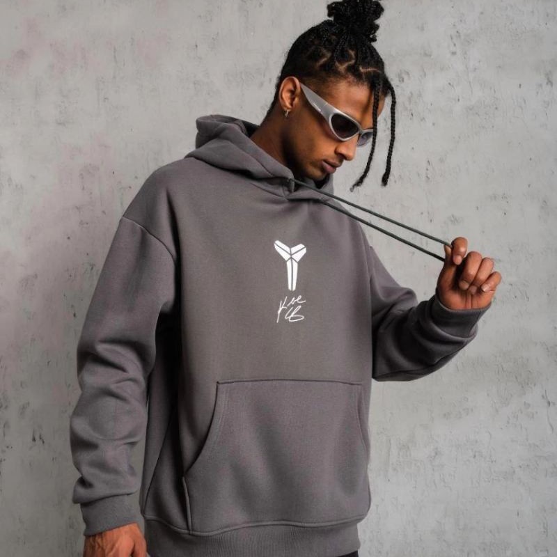 Erkek Baskılı Kapüşonlu 3 iplik pamuklu Hoodie Sweatshirt - Gri Erkek Baskılı Kapüşonlu 3 iplik pamuklu Hoodie Sweatshirt - Gri