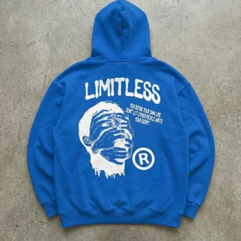 Erkek Baskılı Kapüşonlu Cepli Hoodie 3 İplik Pamuklu Sweatshirt - Saks Mavisi Erkek Baskılı Kapüşonlu Cepli Hoodie 3 İplik Pamuklu Sweatshirt - Saks Mavisi