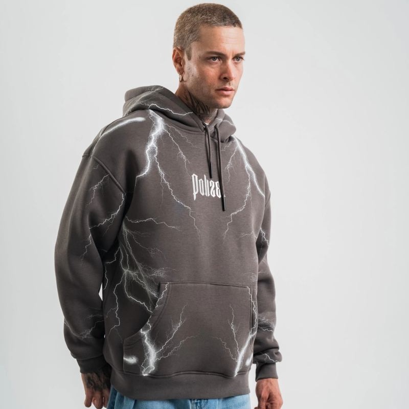 Erkek Baskılı Kapüşonlu Oversize 3 İplik Pamuklu SweatShirt Hoodie - Füme Erkek Baskılı Kapüşonlu Oversize 3 İplik Pamuklu SweatShirt Hoodie - Füme