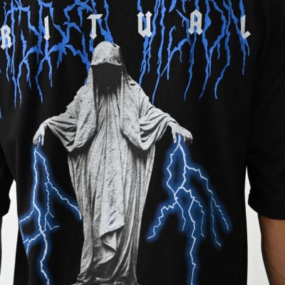 Erkek Baskılı Oversize Kısa kol T-Shirt - Siyah Erkek Baskılı Oversize Kısa kol T-Shirt - Siyah