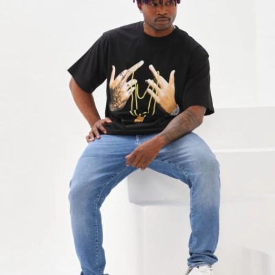 Erkek Baskılı T-Shirt Kısa Kol Bisiklet Yaka Rahat Kalıp Günlük Tişört - Siyah Erkek Baskılı T-Shirt Kısa Kol Bisiklet Yaka Rahat Kalıp Günlük Tişört - Siyah