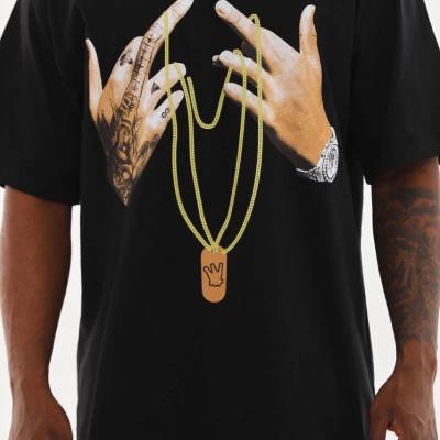 Erkek Baskılı T-Shirt Kısa Kol Bisiklet Yaka Rahat Kalıp Günlük Tişört - Siyah Erkek Baskılı T-Shirt Kısa Kol Bisiklet Yaka Rahat Kalıp Günlük Tişört - Siyah