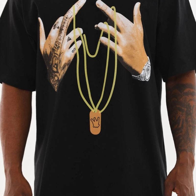Erkek Baskılı T-Shirt Kısa Kol Bisiklet Yaka Rahat Kalıp Günlük Tişört - Siyah Erkek Baskılı T-Shirt Kısa Kol Bisiklet Yaka Rahat Kalıp Günlük Tişört - Siyah