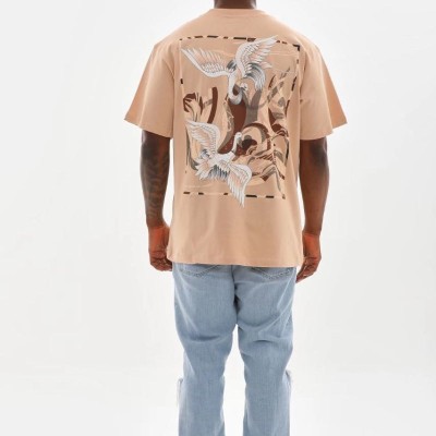 Erkek Baskılı T-Shirt Kısa Kol Bisiklet Yaka Rahat Kalıp Tişört - Bej Erkek Baskılı T-Shirt Kısa Kol Bisiklet Yaka Rahat Kalıp Tişört - Bej