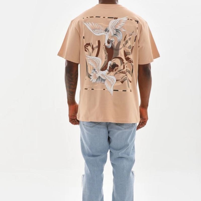 Erkek Baskılı T-Shirt Kısa Kol Bisiklet Yaka Rahat Kalıp Tişört - Bej Erkek Baskılı T-Shirt Kısa Kol Bisiklet Yaka Rahat Kalıp Tişört - Bej