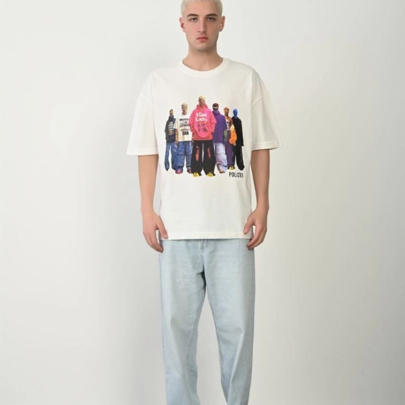 Erkek Baskılı T-Shirt Kısa Kol Bisiklet Yaka Rahat Kalıp Tişört - Beyaz Erkek Baskılı T-Shirt Kısa Kol Bisiklet Yaka Rahat Kalıp Tişört - Beyaz