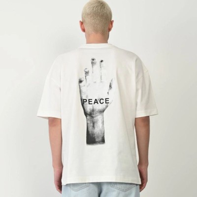 Erkek Baskılı T-Shirt Kısa Kol Bisiklet Yaka Rahat Kalıp Tişört - Beyaz Erkek Baskılı T-Shirt Kısa Kol Bisiklet Yaka Rahat Kalıp Tişört - Beyaz