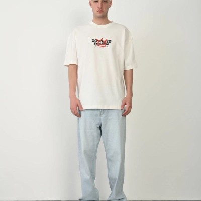 Erkek Baskılı T-Shirt Kısa Kol Bisiklet Yaka Rahat Kalıp Tişört - Beyaz Erkek Baskılı T-Shirt Kısa Kol Bisiklet Yaka Rahat Kalıp Tişört - Beyaz