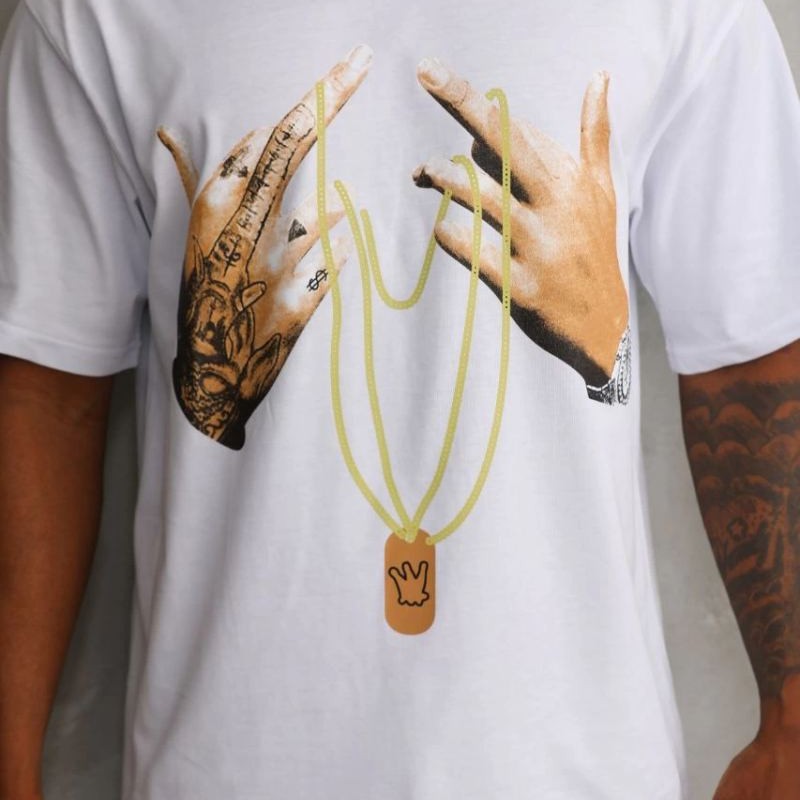 Erkek Baskılı T-Shirt Kısa Kol Bisiklet Yaka Rahat Kalıp Tişört - Beyaz Erkek Baskılı T-Shirt Kısa Kol Bisiklet Yaka Rahat Kalıp Tişört - Beyaz