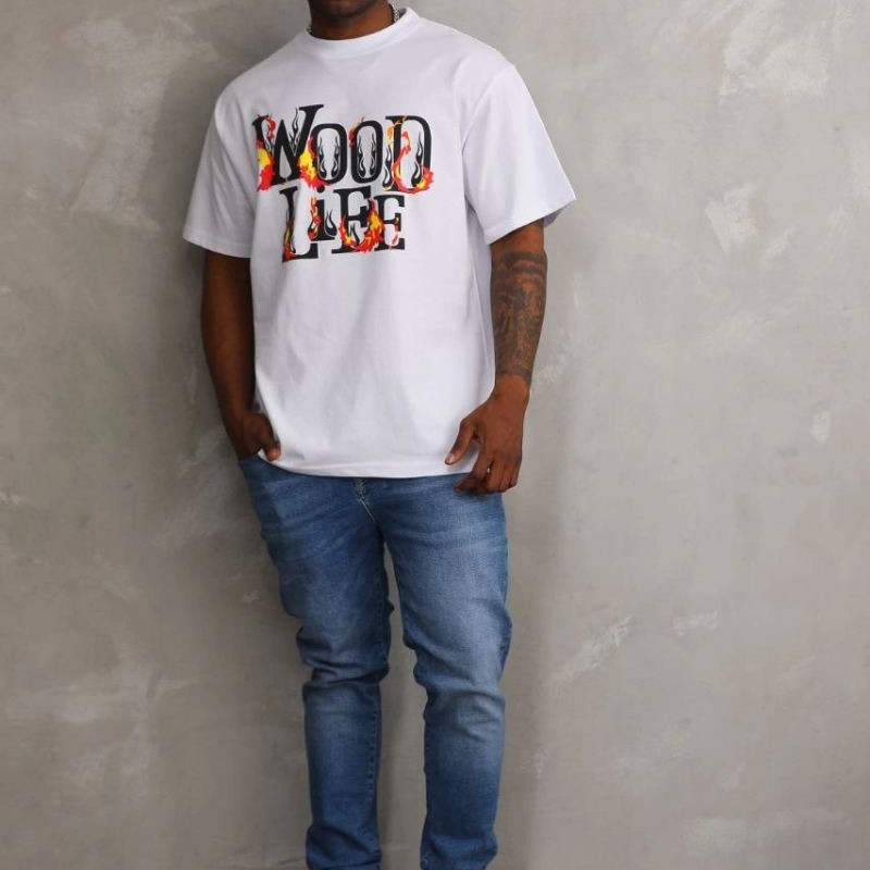 Erkek Baskılı T-Shirt Kısa Kol Bisiklet Yaka Rahat Kalıp Tişört - Beyaz Erkek Baskılı T-Shirt Kısa Kol Bisiklet Yaka Rahat Kalıp Tişört - Beyaz