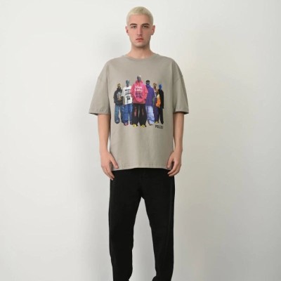 Erkek Baskılı T-Shirt Kısa Kol Bisiklet Yaka Rahat Kalıp Tişört - Boyalı Gri Erkek Baskılı T-Shirt Kısa Kol Bisiklet Yaka Rahat Kalıp Tişört - Boyalı Gri