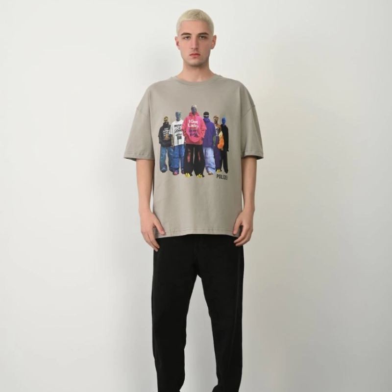 Erkek Baskılı T-Shirt Kısa Kol Bisiklet Yaka Rahat Kalıp Tişört - Boyalı Gri Erkek Baskılı T-Shirt Kısa Kol Bisiklet Yaka Rahat Kalıp Tişört - Boyalı Gri