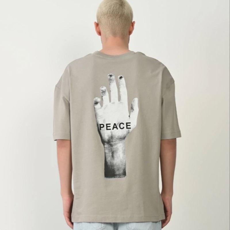 Erkek Baskılı T-Shirt Kısa Kol Bisiklet Yaka Rahat Kalıp Tişört - Boyalı Gri Erkek Baskılı T-Shirt Kısa Kol Bisiklet Yaka Rahat Kalıp Tişört - Boyalı Gri