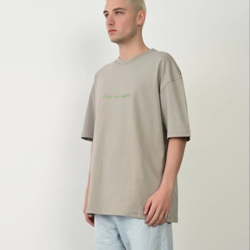 Erkek Baskılı T-Shirt Kısa Kol Bisiklet Yaka Rahat Kalıp Tişört - Boyalı Gri Erkek Baskılı T-Shirt Kısa Kol Bisiklet Yaka Rahat Kalıp Tişört - Boyalı Gri
