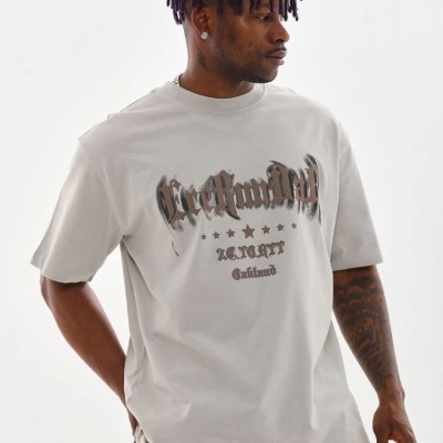Erkek Baskılı T-Shirt Kısa Kol Bisiklet Yaka Rahat Kalıp Tişört - Gri Erkek Baskılı T-Shirt Kısa Kol Bisiklet Yaka Rahat Kalıp Tişört - Gri