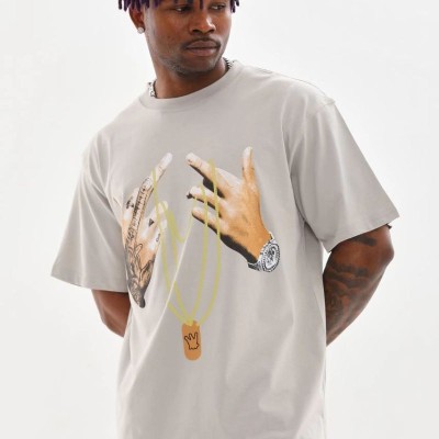 Erkek Baskılı T-Shirt Kısa Kol Bisiklet Yaka Rahat Kalıp Tişört - Gri Erkek Baskılı T-Shirt Kısa Kol Bisiklet Yaka Rahat Kalıp Tişört - Gri