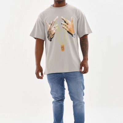 Erkek Baskılı T-Shirt Kısa Kol Bisiklet Yaka Rahat Kalıp Tişört - Gri Erkek Baskılı T-Shirt Kısa Kol Bisiklet Yaka Rahat Kalıp Tişört - Gri