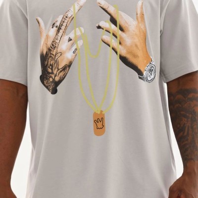 Erkek Baskılı T-Shirt Kısa Kol Bisiklet Yaka Rahat Kalıp Tişört - Gri Erkek Baskılı T-Shirt Kısa Kol Bisiklet Yaka Rahat Kalıp Tişört - Gri