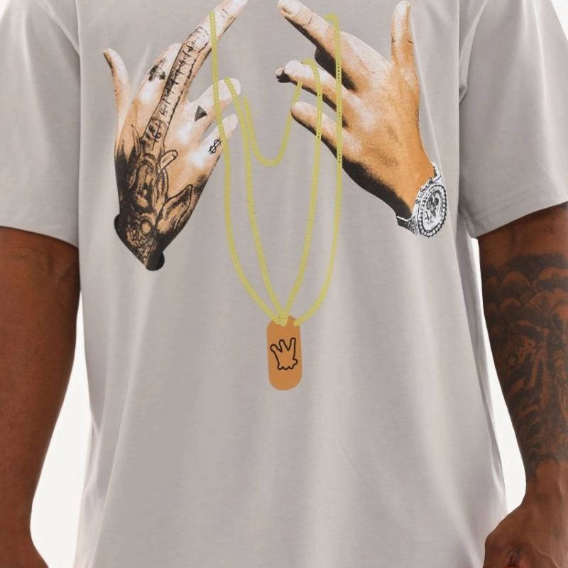 Erkek Baskılı T-Shirt Kısa Kol Bisiklet Yaka Rahat Kalıp Tişört - Gri Erkek Baskılı T-Shirt Kısa Kol Bisiklet Yaka Rahat Kalıp Tişört - Gri