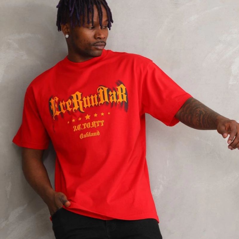 Erkek Baskılı T-Shirt Kısa Kol Bisiklet Yaka Rahat Kalıp Tişört - Kırmızı Erkek Baskılı T-Shirt Kısa Kol Bisiklet Yaka Rahat Kalıp Tişört - Kırmızı