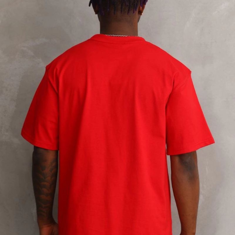 Erkek Baskılı T-Shirt Kısa Kol Bisiklet Yaka Rahat Kalıp Tişört - Kırmızı Erkek Baskılı T-Shirt Kısa Kol Bisiklet Yaka Rahat Kalıp Tişört - Kırmızı