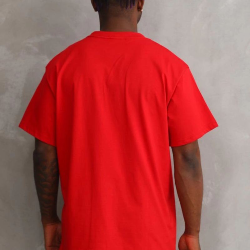 Erkek Baskılı T-Shirt Kısa Kol Bisiklet Yaka Rahat Kalıp Tişört - Kırmızı Erkek Baskılı T-Shirt Kısa Kol Bisiklet Yaka Rahat Kalıp Tişört - Kırmızı