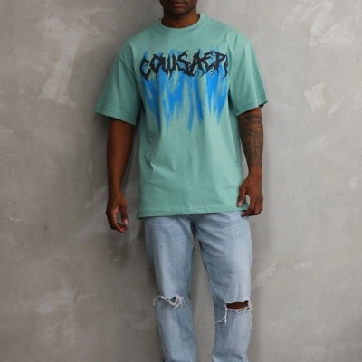 Erkek Baskılı T-Shirt Kısa Kol Bisiklet Yaka Rahat Kalıp Tişört - Mint Yeşili Erkek Baskılı T-Shirt Kısa Kol Bisiklet Yaka Rahat Kalıp Tişört - Mint Yeşili
