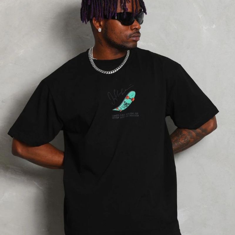 Erkek Baskılı T-Shirt Kısa Kol Bisiklet Yaka Rahat Kalıp Tişört - Siyah Erkek Baskılı T-Shirt Kısa Kol Bisiklet Yaka Rahat Kalıp Tişört - Siyah